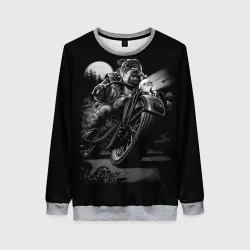 Женский свитшот 3D Biker dog Пёс-байкер