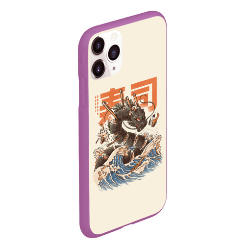 Чехол для iPhone 11 Pro Max матовый с принтом Great Sushi Dragon, вид сбоку #3