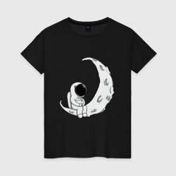 Женская футболка хлопок Космонавт на Луне