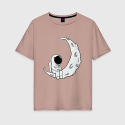 Женская футболка хлопок Oversize Космонавт на Луне
