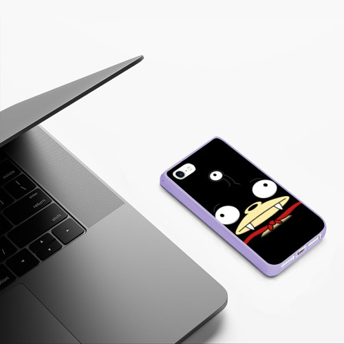 Чехол для iPhone 5/5S матовый Футурама - зверек, цвет светло-сиреневый - фото 5