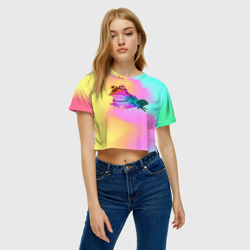 Женская футболка Crop-top 3D Кислотная Гипножаба - фото 2