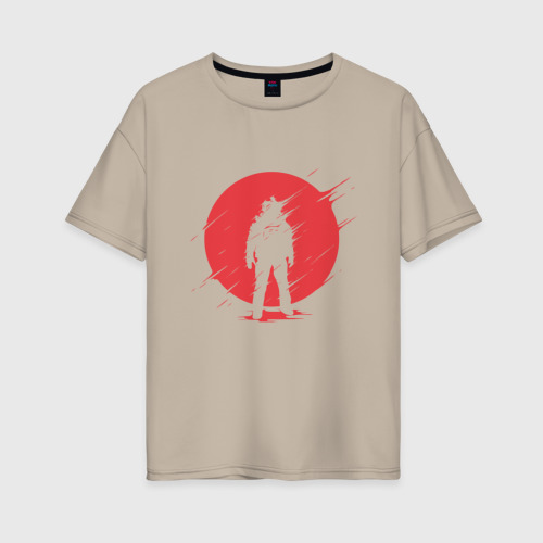 Женская футболка хлопок Oversize Космонавт, цвет миндальный