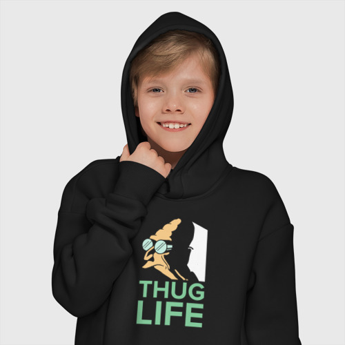 Детское худи Oversize хлопок Профессор - thug life, цвет черный - фото 12