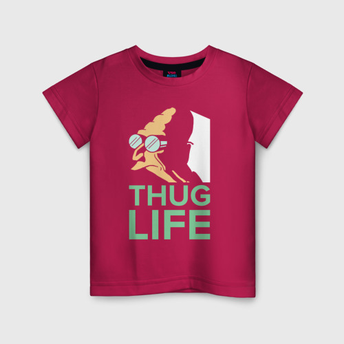 Детская футболка хлопок с принтом Профессор - thug life, вид спереди #2