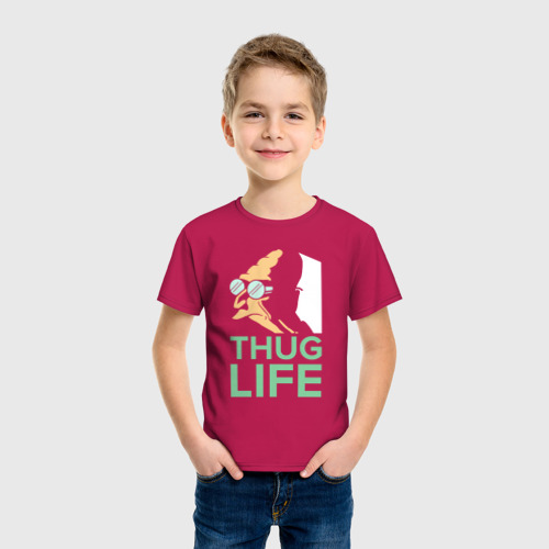 Детская футболка хлопок с принтом Профессор - thug life, фото на моделе #1