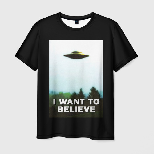 Мужская футболка с принтом I Want To Believe, вид спереди №1