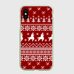 Чехол для iPhone XS Max матовый Fortnite новогодний