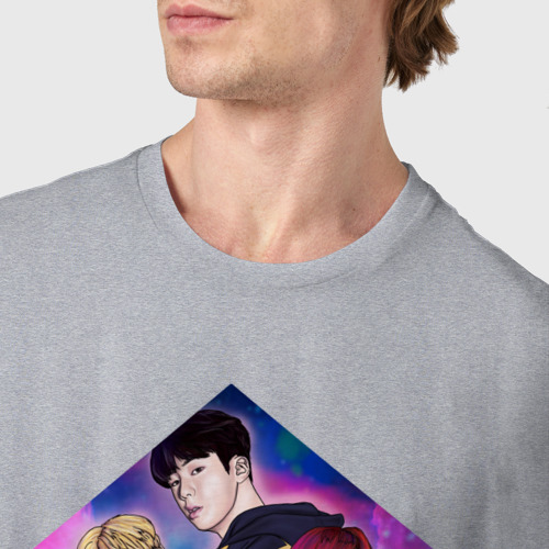 Мужская футболка хлопок BTS, цвет меланж - фото 6