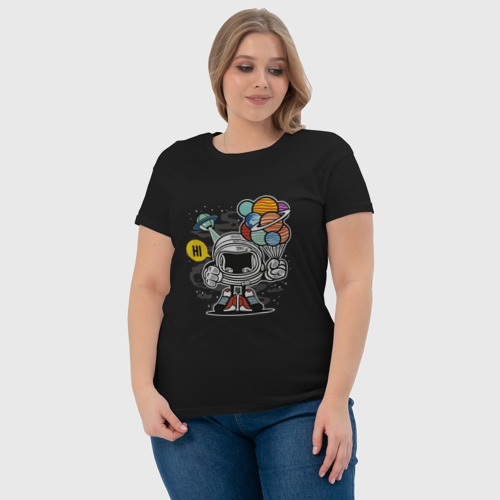 Женская футболка хлопок Космонавт, цвет черный - фото 6