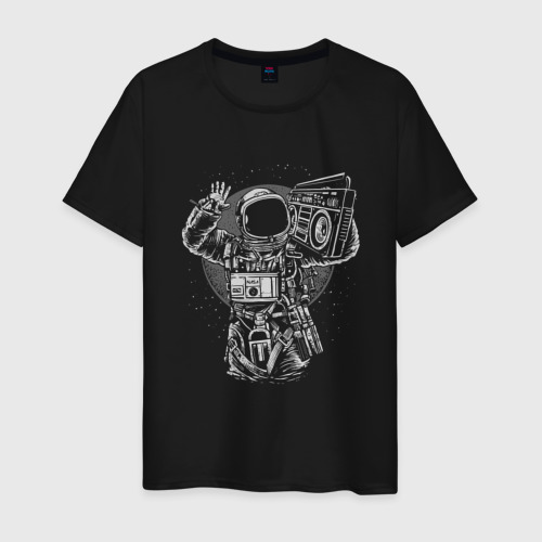 Мужская футболка хлопок Space Music, цвет черный