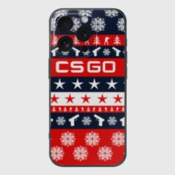 Чехол для iPhone 16 Pro Max силиконовый с защитой камеры CS GO новогодний