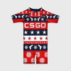 Детский купальный костюм 3D CS GO новогодний