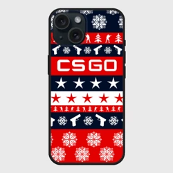 Чехол силиконовый для Apple iPhone 15 матовый CS GO новогодний