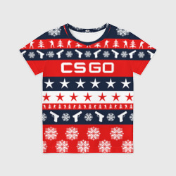 Детская футболка 3D CS GO новогодний