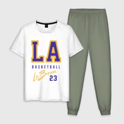 Мужская пижама с белой футболкой хлопок Lebron Basketball