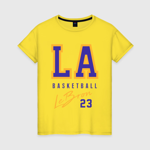 Женская футболка хлопок с принтом Lebron Basketball, вид спереди #2
