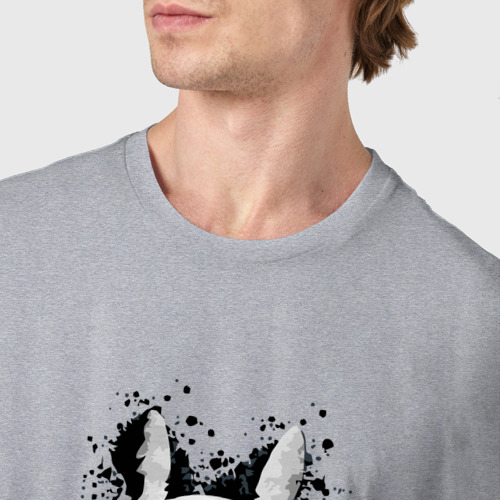 Мужская футболка хлопок Тоторо клякса, цвет меланж - фото 6