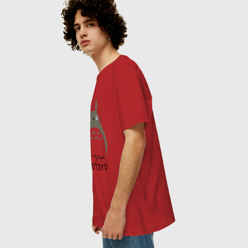 Мужская футболка хлопок Oversize с принтом Мой сосед Тоторо, вид сбоку #3