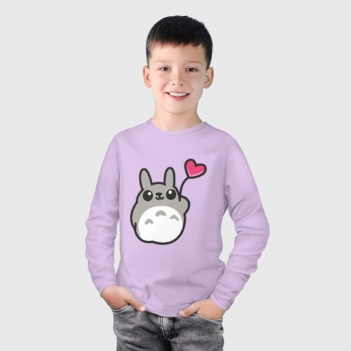 Детский лонгслив хлопок Love Totoro заяц, цвет лаванда - фото 3