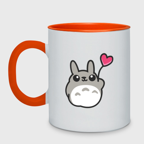 Кружка двухцветная Love Totoro заяц, цвет белый + оранжевый