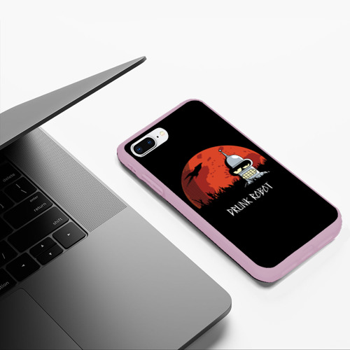 Чехол для iPhone 7Plus/8 Plus матовый Drunk Robot, цвет розовый - фото 5