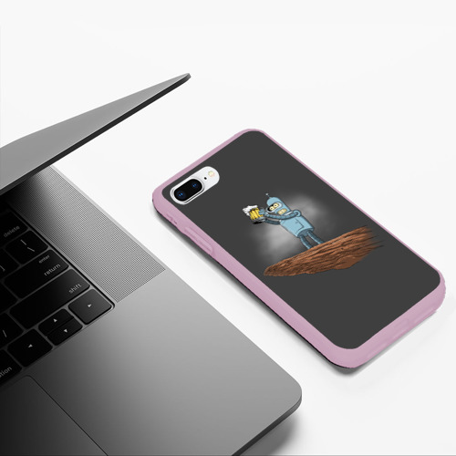 Чехол для iPhone 7Plus/8 Plus матовый Бендер, цвет розовый - фото 5
