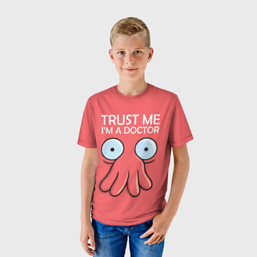 Детская футболка 3D с принтом Trust Me I'm a Doctor, фото на моделе #1