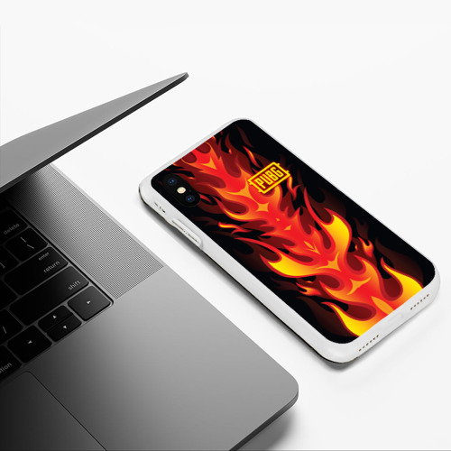 Чехол для iPhone XS Max матовый PUBG Fire, цвет белый - фото 5