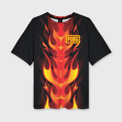 Женская футболка oversize 3D PUBG Fire