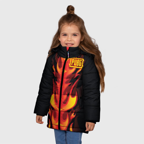 Зимняя куртка для девочек 3D PUBG Fire, цвет черный - фото 3