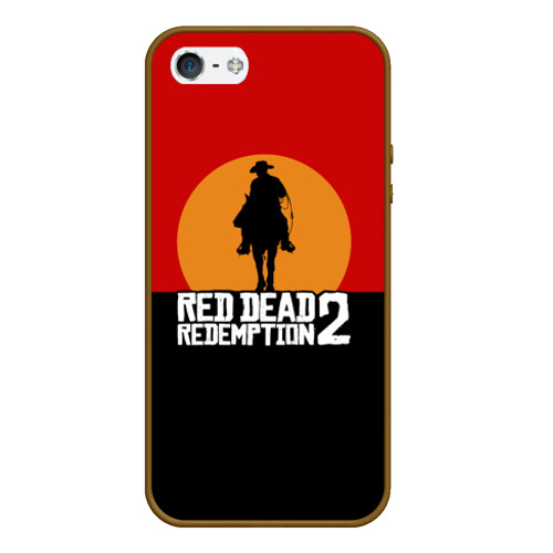 Чехол для iPhone 5/5S матовый Red Dead Redemption 2, цвет коричневый