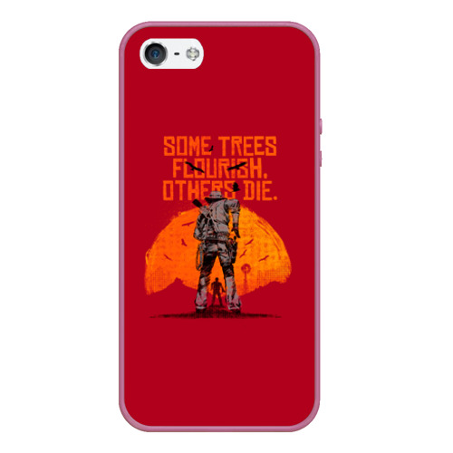 Чехол для iPhone 5/5S матовый Red Dead Redemption 2, цвет розовый