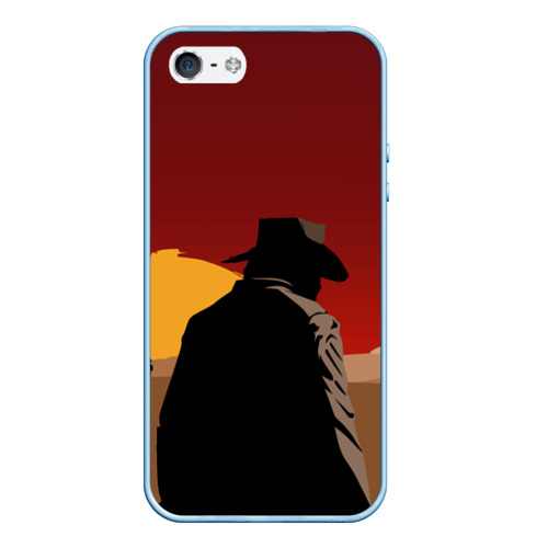 Чехол для iPhone 5/5S матовый Red Dead Redemption 2, цвет голубой