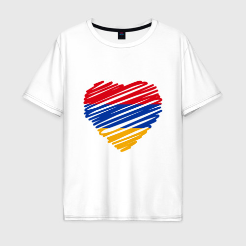 Мужская футболка хлопок Oversize Сердце Армении, цвет белый