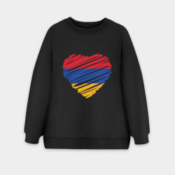 Женский свитшот oversize без начеса хлопок Сердце Армении