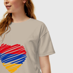 Женская футболка хлопок Oversize Сердце Армении - фото 2