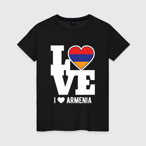 Женская футболка хлопок Love Armenia, цвет черный