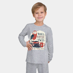 Детская пижама с лонгсливом хлопок Книги, кофе - фото 2