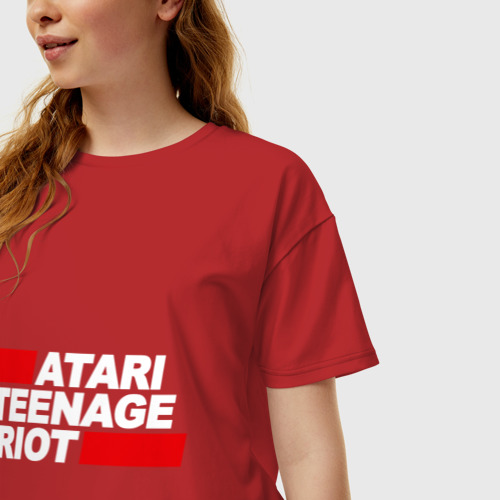 Женская футболка хлопок Oversize Atari Teenage Riot, цвет красный - фото 3