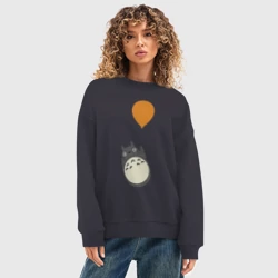 Женский свитшот oversize без начеса хлопок Тоторо на шарике - фото 2