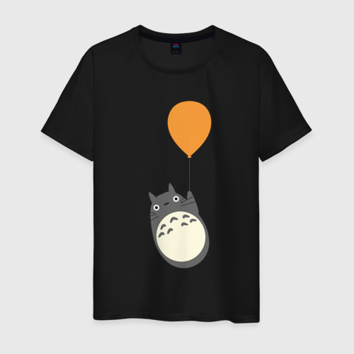 Мужская футболка хлопок Тоторо на шарике, цвет черный