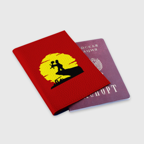 Обложка для паспорта матовая кожа Гомер и Барт, цвет синий - фото 3