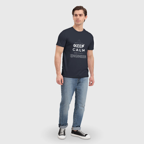Мужская футболка 3D с принтом Keep Calm Engineer, вид сбоку #3
