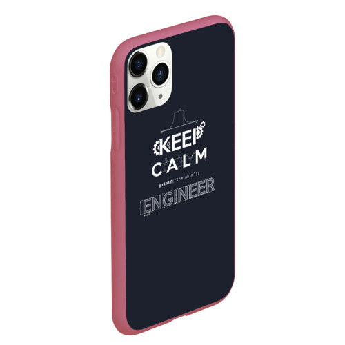 Чехол для iPhone 11 Pro Max матовый Keep Calm Engineer, цвет малиновый - фото 3