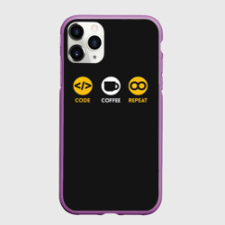 Чехол для iPhone 11 Pro матовый Code Coffee Repeat