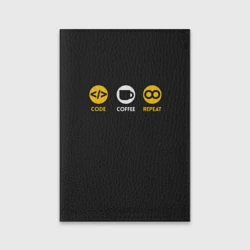 Обложка для паспорта матовая кожа Code Coffee Repeat