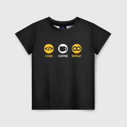 Детская футболка 3D Code Coffee Repeat