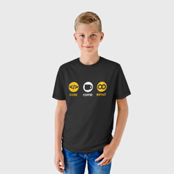 Детская футболка 3D Code Coffee Repeat - фото 2