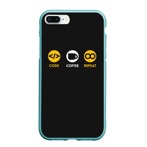 Чехол для iPhone 7Plus/8 Plus матовый Code Coffee Repeat, цвет мятный